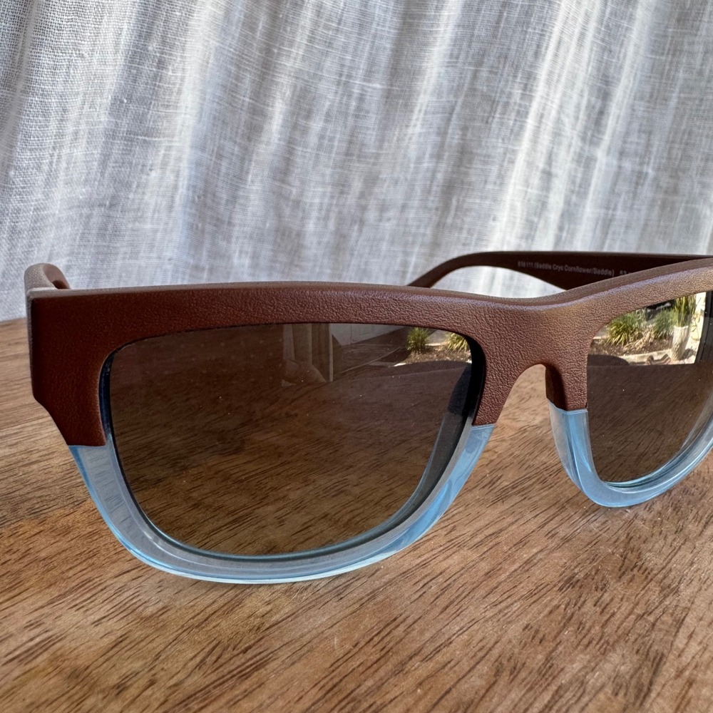 Coach Sunglasses 75th Anniversary Brown Leather Cornflower Blue With Case L159 - Picture 4 of 9